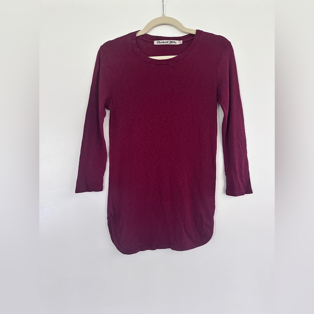 Michael Stars Red Fitted 3/4 Sleeve T-Shirt